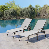 Crestlive Outdoor Chaise Lounge Chair, 5-Position Pool Lounge Chairs with Armrests Sunbathing Recliner for Patio, Beach - Photo 7