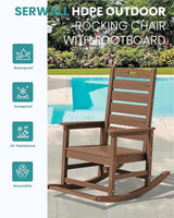 SERWALL Outdoor Rocking Chair, Oversized Rocking Chair with Footrest for Adults - Photo 4