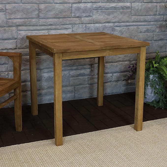 Sunnydaze 4-Person Teak Wood Outdoor Table - Square 32-Inch Patio Dining Table for Outside, Deck - Photo 4