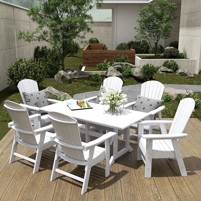 WestinTrends Dylan Outdoor Patio Shell-Back Adirondack Dining Chair Weather Resistant White