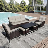 Joyside Wicker Patio Furniture Set, 6 Piece Outdoor Furniture Set with Thickened Cushions, High Back, Deep Seating - Photo 1