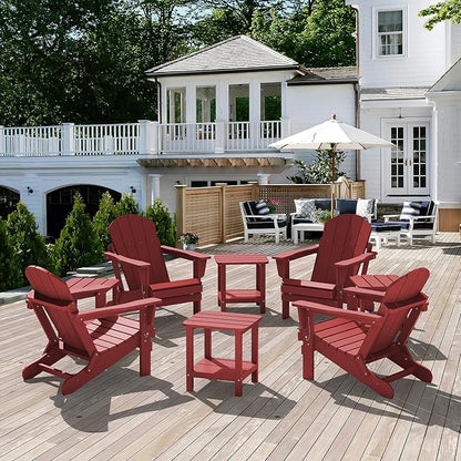 SERWALL Double Adirondack Side Table Set of 2, End Table- Red
