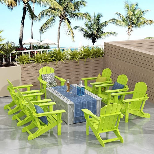 WO WESTIN OUTDOOR HDPE Laguna Outdoor Folding Poly Adirondack Chair (Set of 8),Lime
