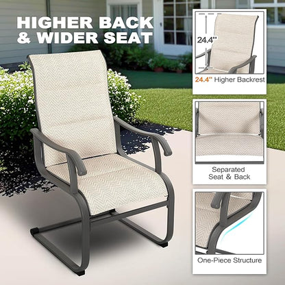 NUU GARDEN Patio Dining Chairs Set of 2, Outdoor Textilene Dining Chairs with Breathable Fabric, Patio Chairs for Backyard Deck Porch, Grayish Beige