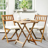 IDZO Heavy Duty 400lbs Capacity Patio Bistro Sets, 3 Piece Outdoor Folding Chairs with Cushions and Square Table - Photo 1