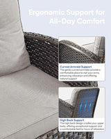 7 Pieces Outdoor Patio Furniture-Swivel Patio Chairs Set of 2 Outdoor Wicker Rattan Sofa Couch with Ottoman Outdoor - Photo 6