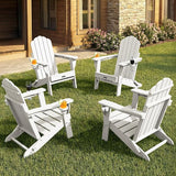 Adirondack Chairs Set of 4, Patio Chair, HDPE Fire Pit Chairs, Plastic Adirondack Chairs with 2 Cup Holder - Photo 1