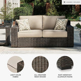 Signature Design by Ashley Coastline Bay Casual Weather Resistant Outdoor Loveseat with Cushion and 2 Throw Pillows - Photo 4