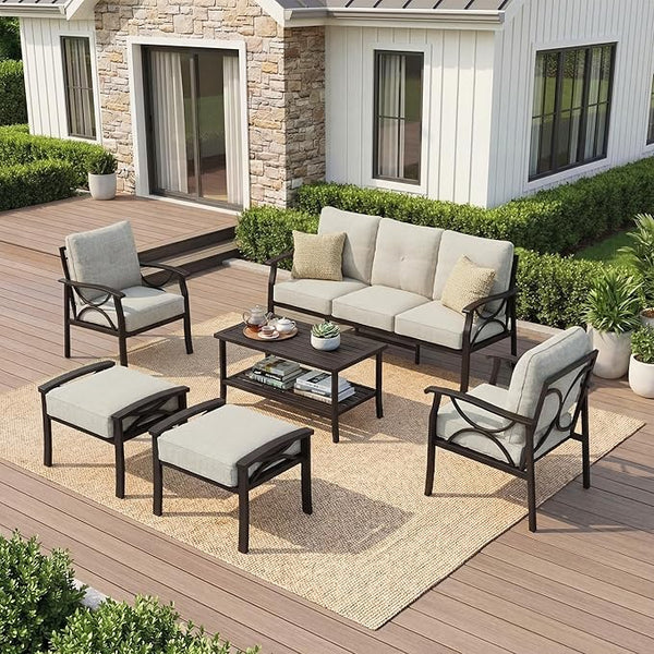 RoyalCraft Outdoor Patio Furniture Set, 7 Seats Outdoor Patio Set with 4" Thick Cushion - Photo 1