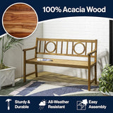 JONATHAN Y BNH104A Apollo 51.2" 3-Seat Circle-Back 600-Lbs Support Acacia Wood Outdoor Garden Patio Bench for Garden - Photo 5