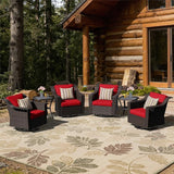 6 Pieces Patio Conversation Furniture Set - 4 Swivel Chairs, 2 Side Tables - Photo 1