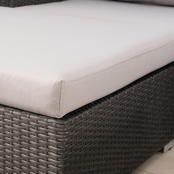 Christopher Knight Home Santa Rosa Outdoor 6-Seater Wicker Sectional with Aluminum Frame and Water Resistant Cushions, 9-Pcs Set, Grey / Silver