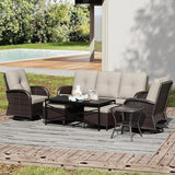 Joyside Wicker Patio Furniture Set, 7 Piece Outdoor Furniture Set with Thickened Cushions, High Back, Deep Seating - Photo 6