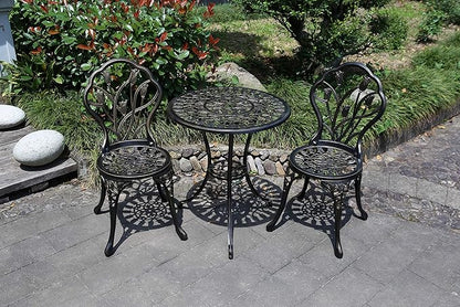 C/G 3 Piece Bistro Set,Outdoor Patio Set,Anti-Rust Cast Aluminum Bistro Table Set for Park Yard Front Porch Furniture(Antique Copper)