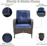 Belord Outdoor Wicker Loveseat Furniture Set of 4 with Coffee Table for Porch Deck Balcony - Photo 5