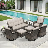 9 Piece Outdoor Wicker Patio Furniture Set, Outdoor Swivel Rocker Patio Chairs Set with Thickened Olefin Cushions - Photo 8
