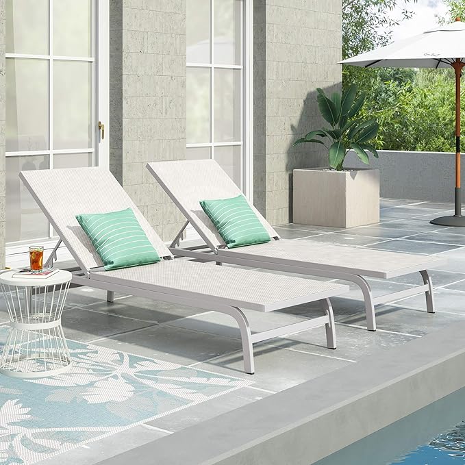 Outdoor Chaise Lounge (Set of 2) (White)
