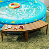 Tangkula Acacia Wood Outdoor Curved Bench Set of 3, Patio Garden Backless Fire Pit Bench with 1200 lbs Weight Capacity - Photo 3