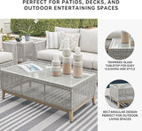 Signature Design by Ashley Seton Creek Casual Resin Wicker Outdoor Coffee Table with Tempered Glass Tabletop - Photo 5