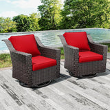 Joyside Swivel Patio Chairs Set of 2, Wicker Patio Furniture with Wide Armrest and Thick Cushions - Photo 7