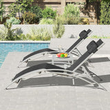 Domi Pool Lounge Chairs Set of 3, Outdoor Chaise Lounge with Side Table - Photo 3