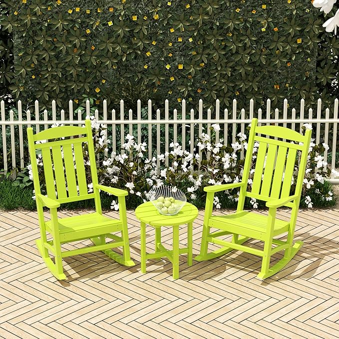 WO WESTIN OUTDOOR HDPE Laguna Classic Porch Rocking Chair (Set of 2), Lime