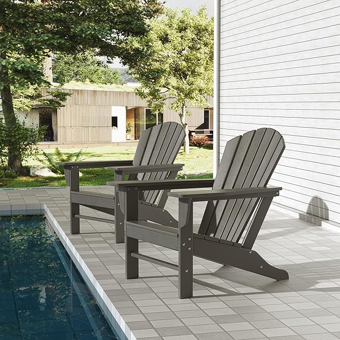 WestinTrends Dylan Outdoor Adirondack Chair (Set of 2), Gray