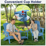 Plawdlik Folding Adirondack Chair Set of 2 with Cup Holder, Heavy All-Weather, Wooden Textured, HDPE Outdoor Chairs - Photo 4