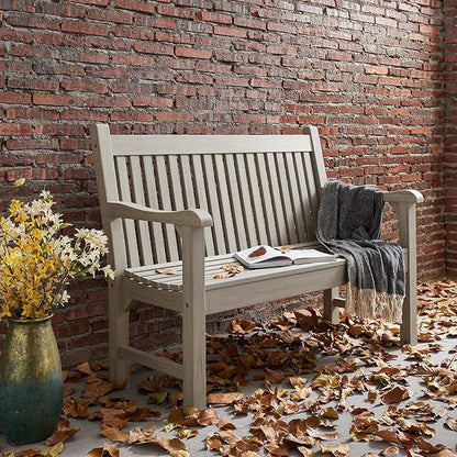 Psilvam Garden Bench, 2-Person Poly Lumber Patio Bench, All-Weather Outdoor Bench that Never Rot and Fade, Memorial Bench, Suit for Garden, Porch and Park(Grey)
