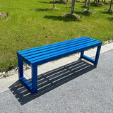 Backless Outdoor Garden Bench, Park Bench with Slatted Seat, All Weather Outdoor Benches - Photo 1