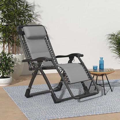 MOPHOTO Zero Gravity Chair, Outdoor Padded Lounge Chair with Side Table, Zero Gravity Recliner Chair, Outdoor Reclining Chair, Sturdy & Comfortable, Supports up to 440lbs