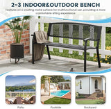 Outdoor Bench, 50 inches Metal Garden Bench, Cast Iron Steel Frame Patio Chairs w/Oval Pattern Backrest for Park, Yard - Photo 6