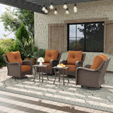 6 Piece Patio Furniture Set, All-Weather Wicker Outdoor Conversation Set with Swivel Rocking Chair and 6 Inch Thick - Photo 1