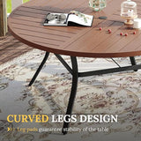 VICLLAX Round Patio Table with Adjustable Umbrella Hole for 8, All Weather Metal Outdoor Dining Table for Lawn Garden - Photo 6