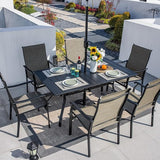 Sour Citrus Rectangular Outdoor Metal Patio Dining Table with Umbrella Hole, Weather-Resistant Table for Garden - Photo 9