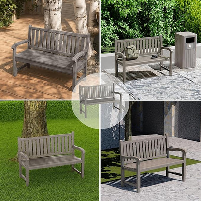 Garden Bench – Resin Classic Outdoor Bench, All-Weather Front Porch Bench for Patio, Yard & Garden