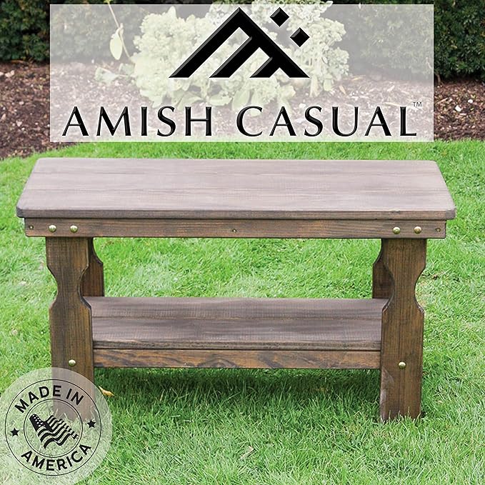 Amish Casual Heavy Duty Pressure Treated Wood Coffee Table in Dark Walnut Stain - Crafted from Solid Pine by Amish - Photo 2