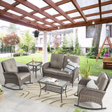 Belord Patio Wicker Furniture with Rocking Chairs Loveseat - Photo 1