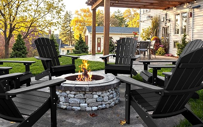 YEFU Adirondack Chair Weather Resistant: Outdoor Chair HIPS Plastic Adirondack Chairs - Patio Chairs with Wood Texture - Photo 2