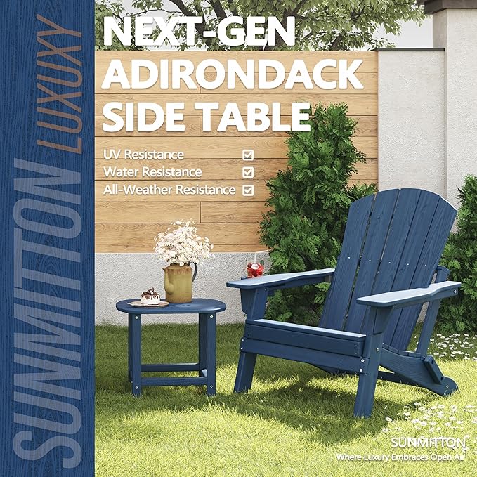 Outdoor Adirondack Side Table for Patio Porch Pool, 18" HDPE Weather Resistant End Table for Backyard and Indoor Use - Photo 4