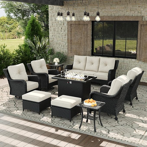 10 Piece Patio Furniture Set with Fire Pit Table - Photo 1