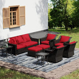 Joyside Wicker Patio Furniture Sets, 9 Pieces Upgraded Large Size Outdoor Furniture with 4 Swivel Rocking Patio Chairs - Photo 1