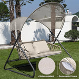 2-Seat Outdoor Porch Swing, Patio Swing with Canopy, Hanging Glider Bench with Thicken Cushions and Pillow - Photo 3