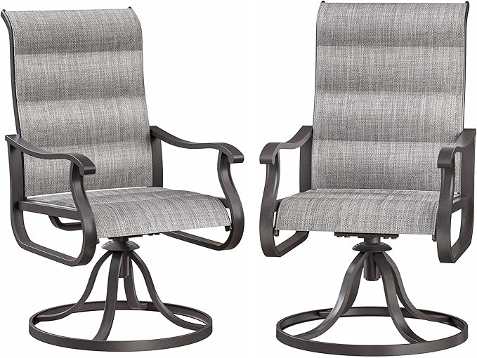 Patio Swivel Chairs Set of 2, Outdoor Dining Chairs with High Back, All-Weather Swivel Rocker Chair for Lawn, Porch or Garden