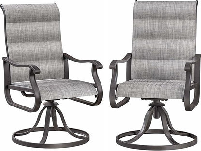 Patio Swivel Chairs Set of 2, Outdoor Dining Chairs with High Back, All-Weather Swivel Rocker Chair for Lawn, Porch or Garden