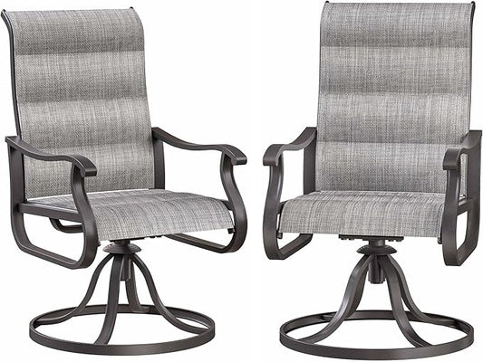 Patio Swivel Chairs Set of 2, Outdoor Dining Chairs with High Back, All-Weather Swivel Rocker Chair for Lawn, Porch or Garden