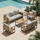 ZANDOR Outdoor Aluminum Patio Furniture Set 5 Piece Patio sectional Conversation Sets with Coffee Table and Chairs Lawn - Photo 1
