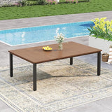 VICLLAX Outdoor Patio Dining Table for 6, 63" Rectangle Dining Table with Umbrella Hole for Porch, Backyard, Garden - Photo 7