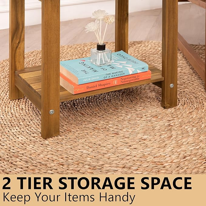 Double Adirondack Side Table, Weather-Resistant Rectangular End Table for Patio, Garden, Lawn - Photo 6