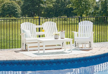 Signature Design by Ashley Hyland Wave Modern Weather Resistant HDPE Outdoor Coffee Table, White